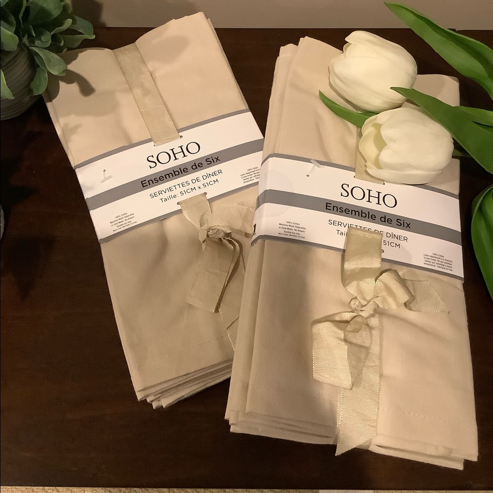 Set of 6 Neutral Color Dinner Napkins 🍽